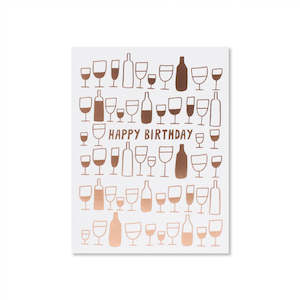 Stationery: Happy Birthday Wine Glasses Greeting Card