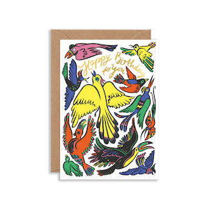 Happy Birthday Birds Greeting Card