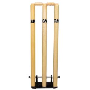 GM Spring Cricket Stumps Set of 3 Stumps & 2 Bails (With Iron Base)