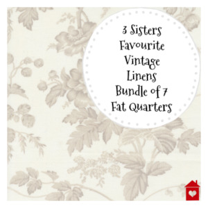 Internet only: 3 Sisters~ Favourite Vintage Linens~Bundle of 7 Fat Quarters