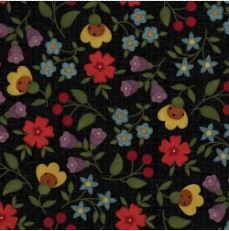 Bonnies Butterflies~flannel~floral black