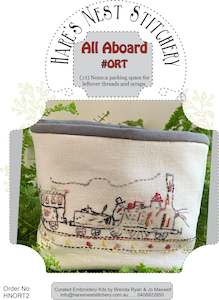 Hare's Nest Stitchery ~All Aboard #Ort~ Fabric & Thread Kit & Pattern