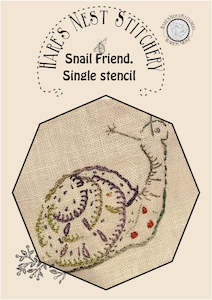 Hare's Nest Stitchery ~"Snail Friend" Single Stencil