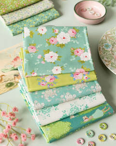 Tilda "Sunday Brunch"~ Lime/Teal Bundle of 5 Fat Quarters