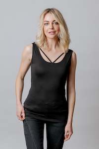 Womenswear: STAPLE SINGLET CRISS CROSS BLACK