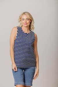 Staple tank navy white stripe RRP $48