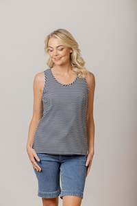 Womenswear: Rib Tank Navy White stripe