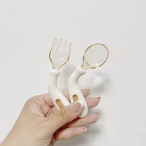 Baby wear: PPSU Twisted Anti-Scratch Silicone Fork & Spoon Set