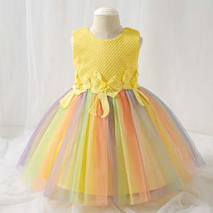 Baby Girl's Party Frock-Birthday Rainbow Colors