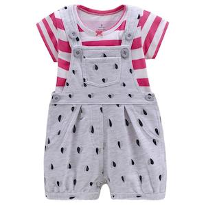 Two piece kids girl's Romper Set 100% Cotton