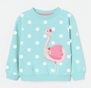 Flamingo Embroidery Sweet Children Girl's Sweater