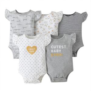 Baby Girls Bodysuit  5 Piece set 100% Cotton