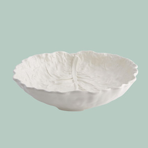 Cabbageware Leaf Salad Bowl or Platter/Cream/ 25.5cm or 32.5cm wide