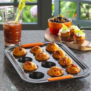 Baking Tins: Mini-Muffin Tray/12 Cup/Non-Stick Coated Carbon Steel