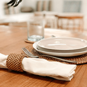 Table Linens: Rattan Napkin Ring/Antique Brown