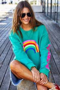 SWEATER: Vintage Rainbow Sweater Jade