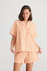 Stay In Bed Pyjama Set Orange Check - PREORDER DELIVERY DUE EARLY NOVEMBER