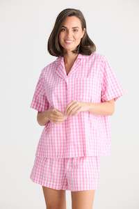 Stay In Bed Pyjama Set Pink Check - PREORDER DELIVERY DUE EARLY NOVEMBER