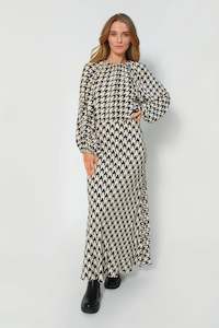 Blakely Dress Black/White Houndstooth