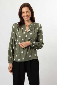 Sale: Polly Blouse Olive Spot