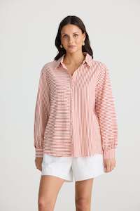 Audrey Shirt White With Red Stripe