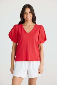 Abigail V Neck Tee Chilli