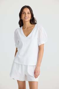 Abigail V Neck Tee White