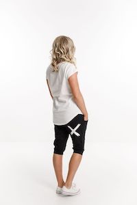 3/4 Apartment Pants Black With White X Print