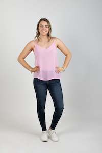 Tanks: Fallon Cami Pink Chiffon