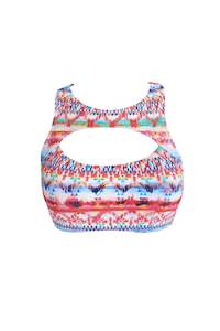 Swimwear: High Neck Crop Top Multi