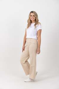 Sandy Wide Leg Jean Beige