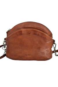 Moana Oval Bag With Gunmetal Chain Cognac