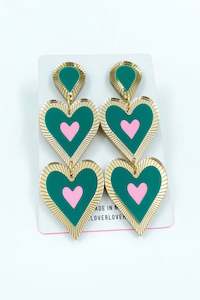 Jewellery 1: Freina Double Drop Emerald/Pink