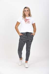 Betty Basics: Jade Pants Black/White Stripe