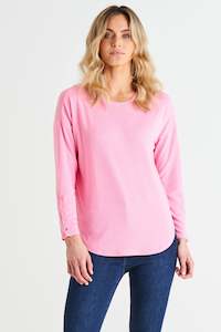 Malika Ribbed Long Sleeve Tee Candy Pink