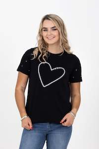 Classified: Heart Diamante Tee Blacks