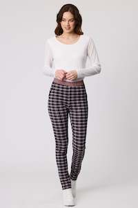 Classified: Zena Checked Pull Up Pant Black White and Pink