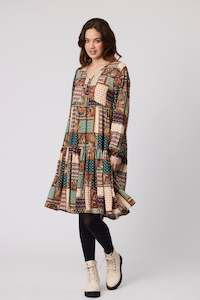 Armina Multi Print Tiered Dress Forest