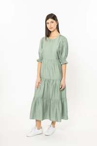 Mia Tiered Maxi Dress Sage Texture