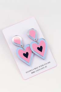 Lover Lover: Freina Single Drop Earrings Silver Pink/Black - EXCLUSIVE TO MINT