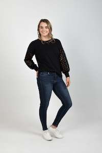 Ella Top Black Lace Sleeves