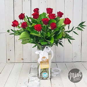 Florist: Romantic Red Rose Bouquet - One Dozen - 12 Stems