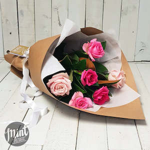 Florist: Candyfloss Pink Rose Bouquet - Half Dozen - 6 Stems