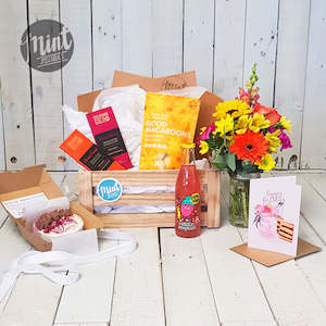 Florist: Raspberry Birthday Cake Gift Crate - With Greeting Card