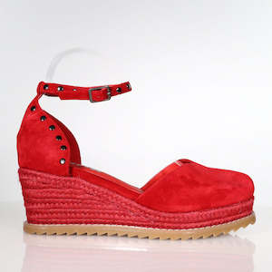 37 SAMPLE - MARY-LOU/DARK RED SUEDE COMBO