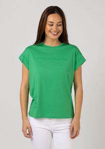 COMING SOON Cuff Sleeve Tee Shirt - Green with Embroidered Logo