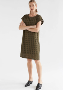 PRE ORDER Grid Burnout Dress - Olive Moss