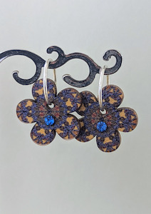 Floral Hoop Earring - Blue / Blue Stone