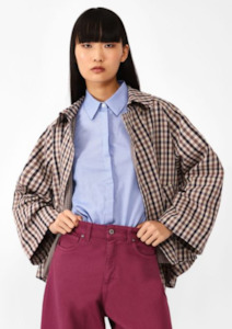 Oversized Double Breasted Chequered Jacket - Multicolour