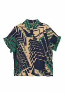 CLEARANCE Geometric Print Blouse - Blue / Green